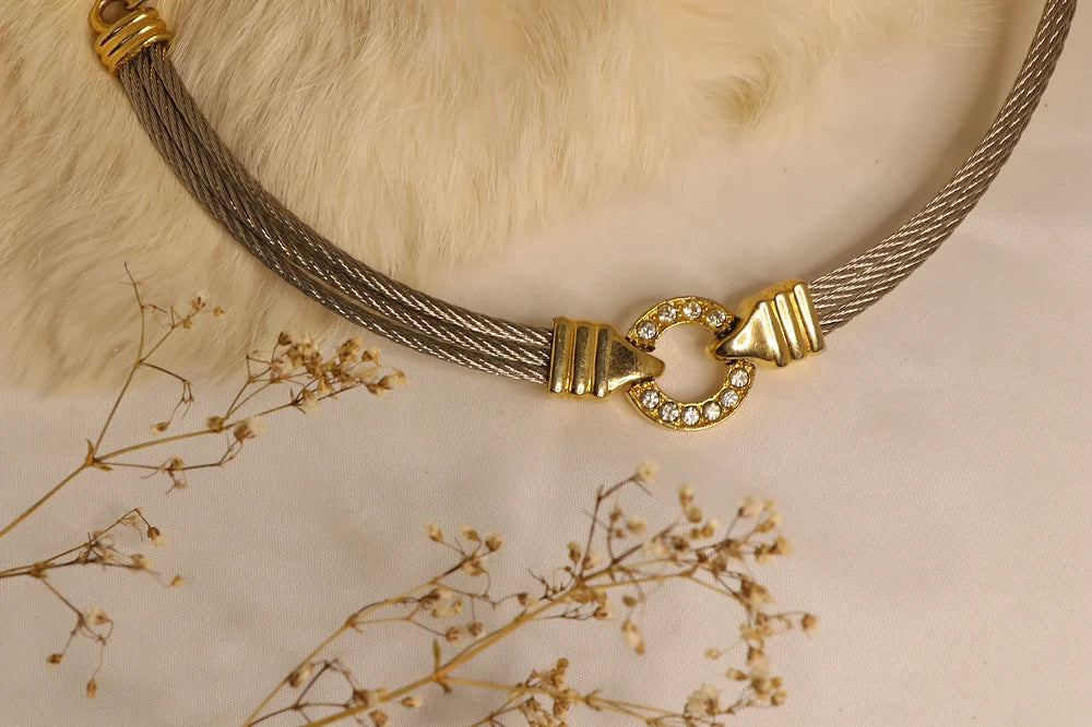 Silver/Gold Roped Necklace and Bracelets Set