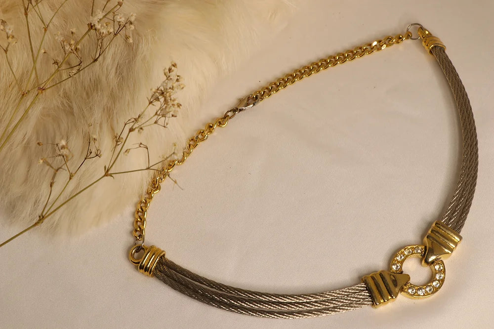 Silver/Gold Roped Necklace and Bracelets Set